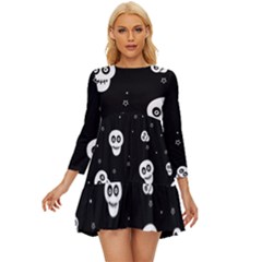 Skull Pattern Long Sleeve Babydoll Dress by Ket1n9