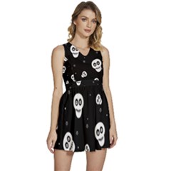 Skull Pattern Sleeveless High Waist Mini Dress by Ket1n9