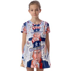 Independence Day United States Of America Kids  Short Sleeve Pinafore Style Dress by Ket1n9