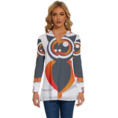 Owl Logo Long Sleeve Drawstring Hooded Top by Ket1n9