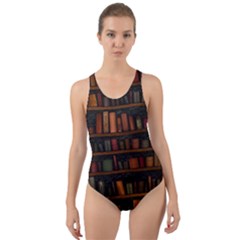 Books Library Cut-out Back One Piece Swimsuit by Ket1n9