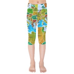 World Map Kids  Capri Leggings  by Ket1n9