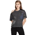 World Map One Shoulder Cut Out T-Shirt View1