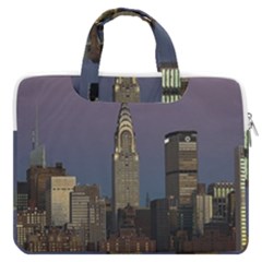 Skyline City Manhattan New York Macbook Pro 13  Double Pocket Laptop Bag by Ket1n9