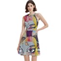 Graffiti Mural Street Art Painting Cocktail Party Halter Sleeveless Dress With Pockets View1