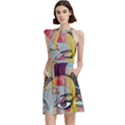 Graffiti Mural Street Art Painting Cocktail Party Halter Sleeveless Dress With Pockets View2