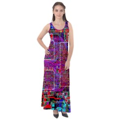 Technology Circuit Board Layout Pattern Sleeveless Velour Maxi Dress by Ket1n9