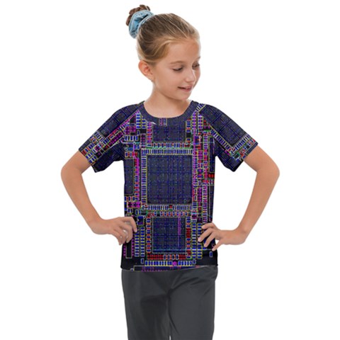 Cad Technology Circuit Board Layout Pattern Kids  Mesh Piece T-shirt by Ket1n9