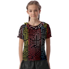 Circuit Board Seamless Patterns Set Kids  Frill Chiffon Blouse by Ket1n9