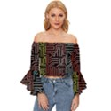 Circuit Board Seamless Patterns Set Off Shoulder Flutter Bell Sleeve Top View1