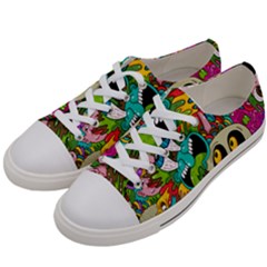 Crazy Illustrations & Funky Monster Pattern Women s Low Top Canvas Sneakers by Ket1n9