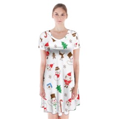 Christmas Short Sleeve V-neck Flare Dress by saad11