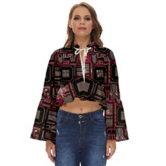 Chip Retro Technology Boho Long Bell Sleeve Top by Cendanart