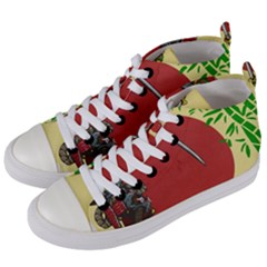 Meme Samurai Artwork Japaneses Women s Mid-top Canvas Sneakers by Cendanart