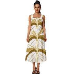 Simulated Gold Leaf Gilded Butterfly Square Neckline Tiered Midi Dress by essentialimage