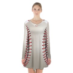 Baseball Long Sleeve Velvet V-neck Dress by Ket1n9