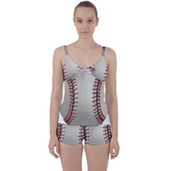 Baseball Tie Front Two Piece Tankini by Ket1n9