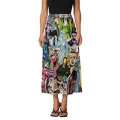 Vintage Horror Collage Pattern Classic Midi Chiffon Skirt by Ket1n9