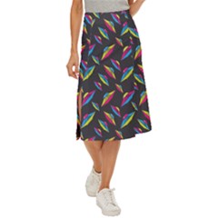 Alien Patterns Vector Graphic Midi Panel Skirt by Ket1n9