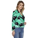 Art Alien Pattern Women s Long Sleeve Revers Collar Cropped Jacket View3