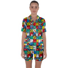 Snakes And Ladders Satin Short Sleeve Pajamas Set by Ket1n9
