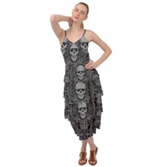 Dark Horror Skulls Pattern Layered Bottom Dress by Ket1n9