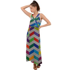 Charming Chevrons Quilt V-neck Chiffon Maxi Dress by Ket1n9