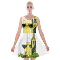 White Wine Red Wine The Bottle Velvet Skater Dress by Ket1n9