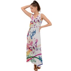 Butterfly Vector Art V-neck Chiffon Maxi Dress by Ket1n9