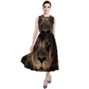 African Lion Mane Close Eyes Round Neck Boho Dress View1