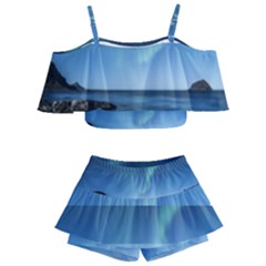 Aurora Borealis Lofoten Norway Kids  Off Shoulder Skirt Bikini by Ket1n9