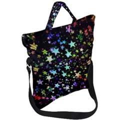 Christmas Star Gloss Lights Light Fold Over Handle Tote Bag by Ket1n9