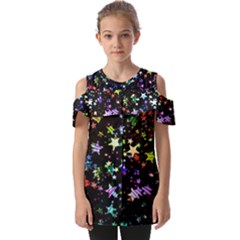 Christmas Star Gloss Lights Light Fold Over Open Sleeve Top by Ket1n9