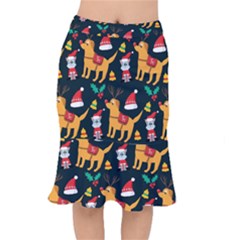 Funny Christmas Pattern Background Short Mermaid Skirt by Ket1n9