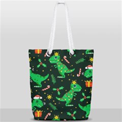 Christmas Funny Pattern Dinosaurs Full Print Rope Handle Tote (small) by Ket1n9