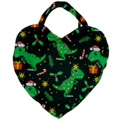 Christmas Funny Pattern Dinosaurs Giant Heart Shaped Tote by Ket1n9