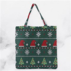 Beautiful Knitted Christmas Pattern Grocery Tote Bag by Ket1n9