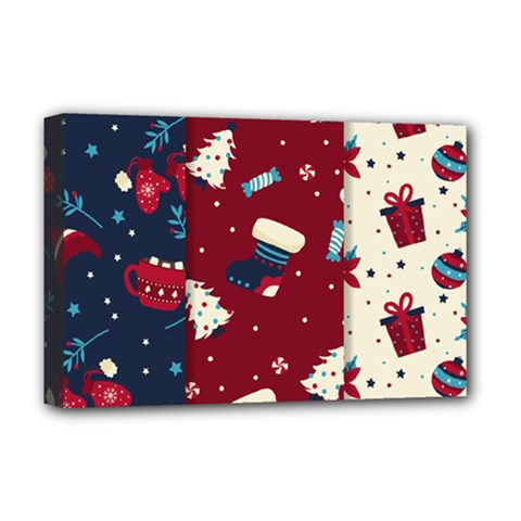 Flat Design Christmas Pattern Collection Art Deluxe Canvas 18  X 12  (stretched) by Ket1n9