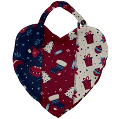 Flat Design Christmas Pattern Collection Art Giant Heart Shaped Tote by Ket1n9