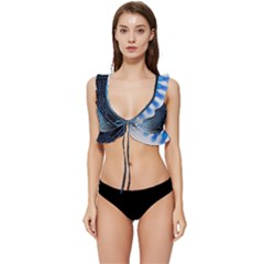 Data Computer Internet Online Low Cut Ruffle Edge Bikini Top by Ket1n9