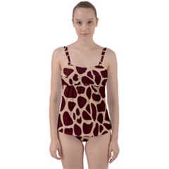 Animal Print Girraf Patterns Twist Front Tankini Set by Ket1n9