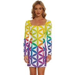 Heart Energy Medicine Long Sleeve Square Neck Bodycon Velvet Dress by Ket1n9