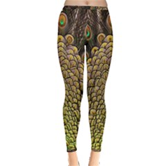 Peacock Feathers Wheel Plumage Inside Out Leggings by Ket1n9