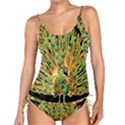 Unusual Peacock Drawn With Flame Lines Tankini Set View1