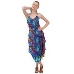 Top Peacock Feathers Layered Bottom Dress by Ket1n9