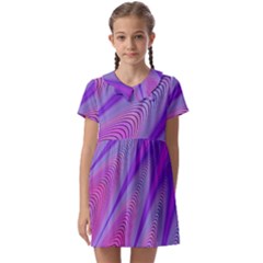 Purple Star Sun Sunshine Fractal Kids  Asymmetric Collar Dress by Ket1n9