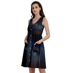 Cosmos Dark Hd Wallpaper Milky Way Sleeveless Dress With Pocket by Ket1n9