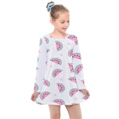 Watermelon Wallpapers  Creative Illustration And Patterns Kids  Long Sleeve Dress by Ket1n9