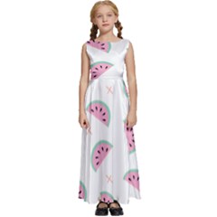 Fresh Watermelon Slices Texture Kids  Satin Sleeveless Maxi Dress by Ket1n9