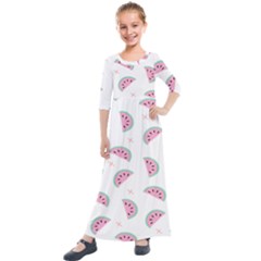 Fresh Watermelon Slices Texture Kids  Quarter Sleeve Maxi Dress by Ket1n9